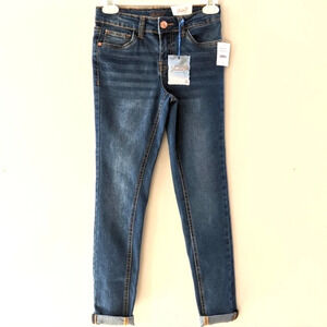 Girls Denim High Waisted Dark Washed Jeans